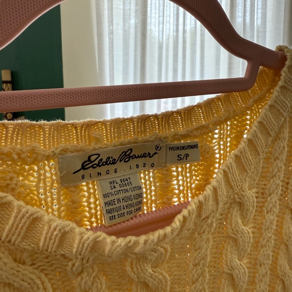 VTG Eddie Bauer Yellow Cable Knit Sweater - Picture 2 of 3